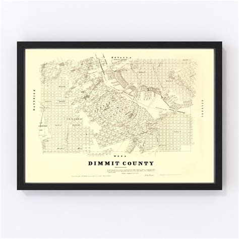 Vintage Map of Dimmit County, Texas 1879 by Ted's Vintage Art