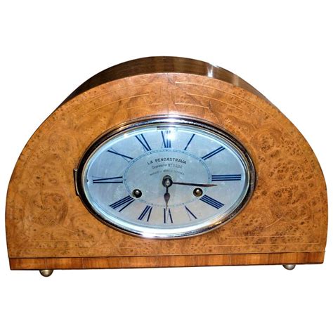 1930 Art Deco Dome French Mantel Table Desk Clock Thuya Burr Lemonwood Rosewood For Sale at 1stDibs