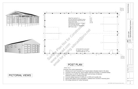 Download free sample pole barn plans #g322 40' x 72' 16' pole barn plans blueprints construction ...
