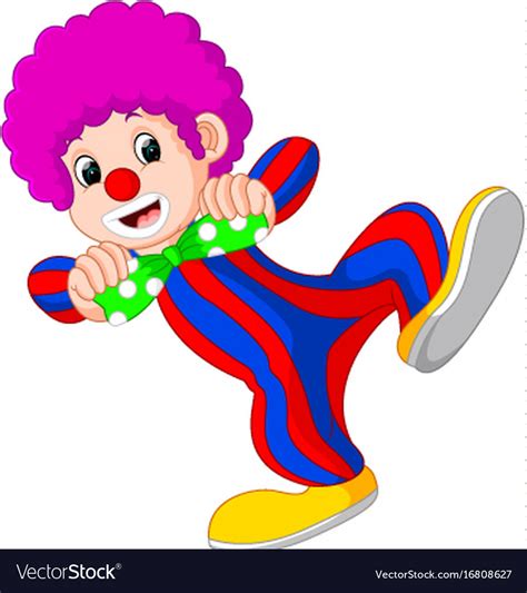 Clown using big tie cartoon Royalty Free Vector Image