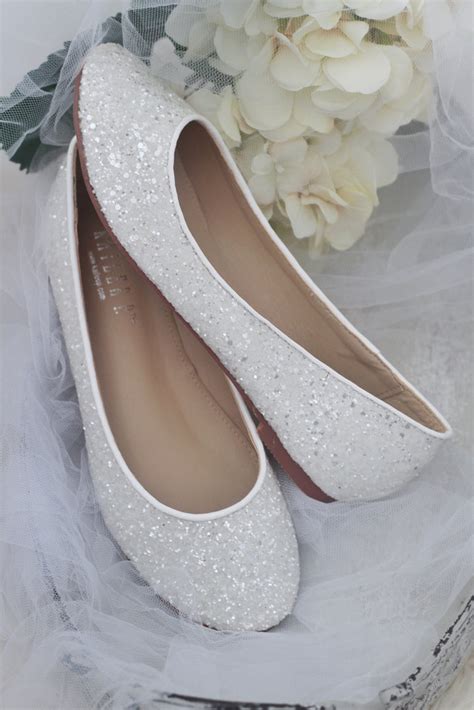 WHITE Rock Glitter Slip on Flats - Women wedding flats, bridesmaids ...