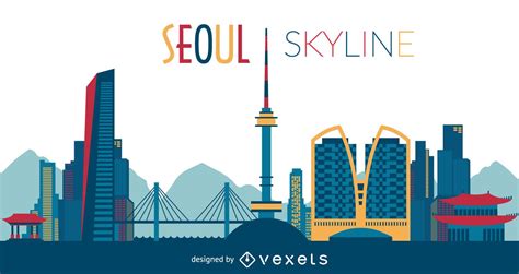 Seoul skyline silhouette - Vector download