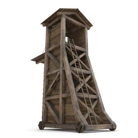 Medieval Siege Tower on White Background. 3D Illustration, Isolated Stock Illustration ...