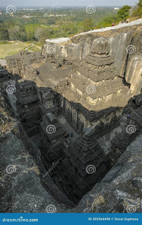 Exterior Of The Kailasa Temple With Elephant Sculptures, Ellora Caves ...