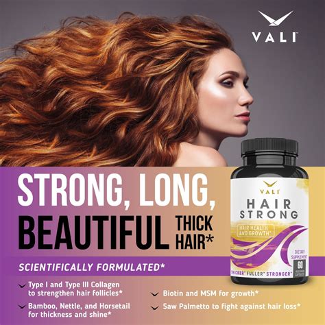 Hair Health Growth Vitamins with Biotin and Keratin 60 Veggie Capsules. Extra Strength ...