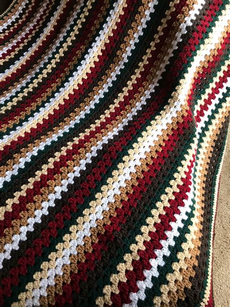 Granny Stripe Afghan - Etsy | Crochet stitches for beginners, Granny stripe blanket, Granny ...