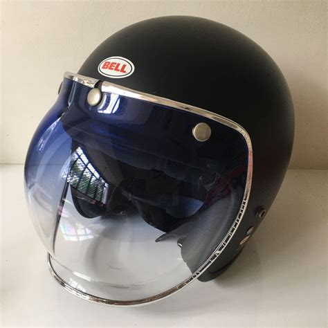 Bell Custom 500 Motorcycle Helmet with Bubble Visor (Size Large - Matte ...