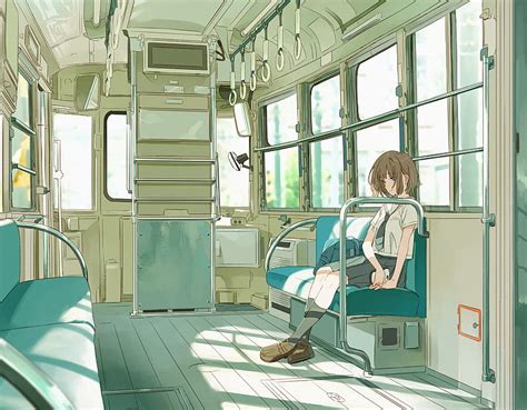 1920x1080px, 1080P free download | Anime school girl, tram trip, uniform, scenic, Anime, HD ...