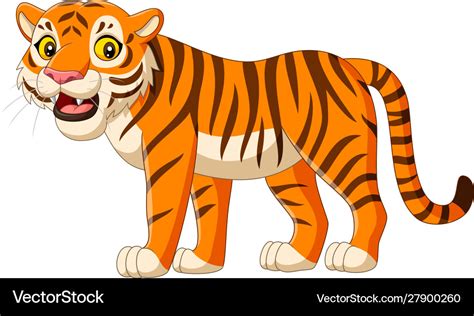 Cartoon tiger isolated on white background Vector Image