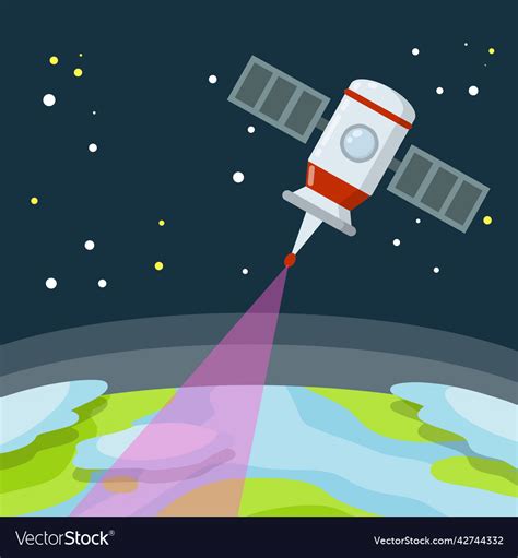 Satellite in earth orbit planet in space Vector Image