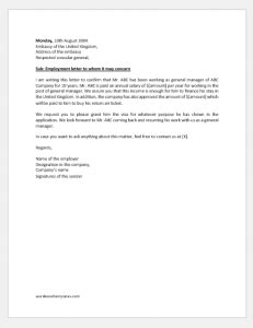 Employment Letter for Embassy | Word & Excel Templates