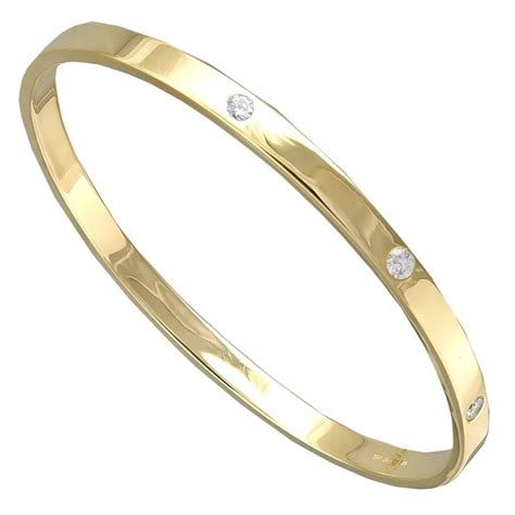 Tiffany and Co. Diamond Gold Bangle Bracelet at 1stDibs | tiffany gold bangle with diamonds ...