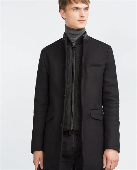 Zara Funnel Collar Coat in Gray for Men Lyst