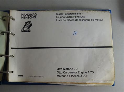 Teilekatalog / Spare Parts Hanomag Ottomotor A70 Stand 12/1972 | PK-Buch