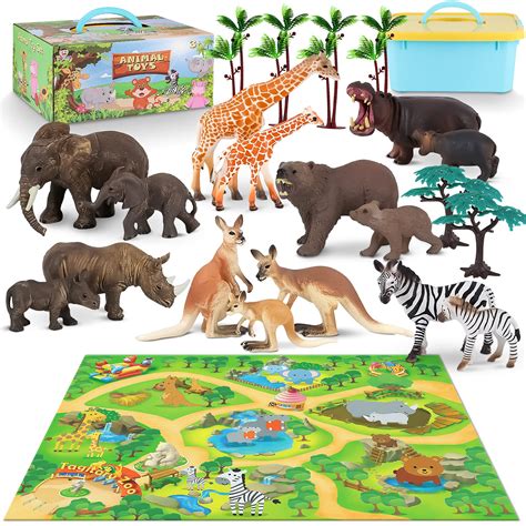 Buy Animal Toy for Toddlers Zoo Animals Figures Play Set with Activity ...