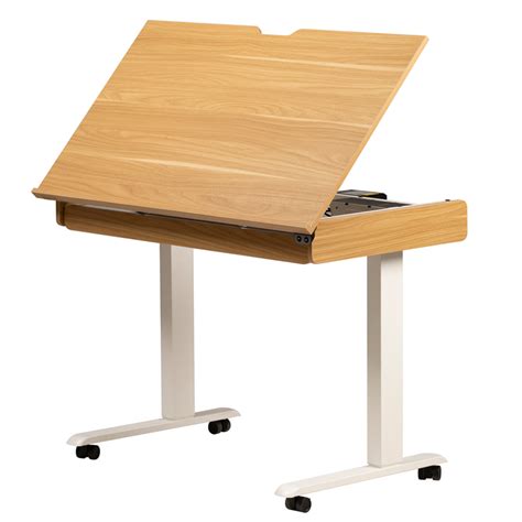 MEEDEN Large Electric Height Adjustable Drafting Table with Storage Dr ...