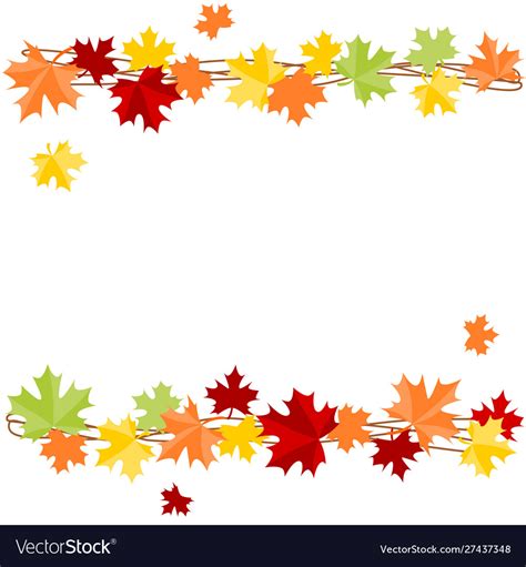 Autumn leaves border on white background Vector Image