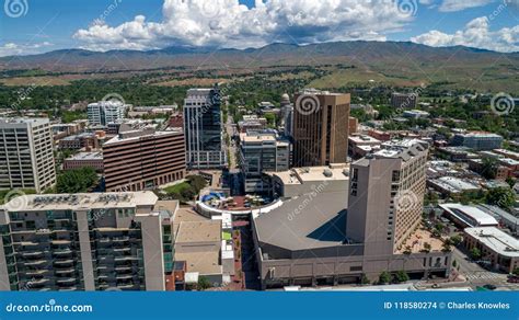 Unique View of Downtown Boise Idaho with the Center on the Grove Stock ...