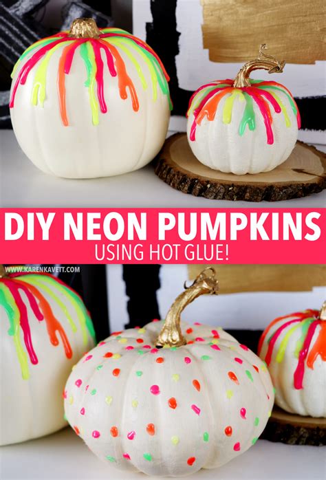 DIY No-Carve Neon Pumpkins - Halloween 2016 - Karen Kavett