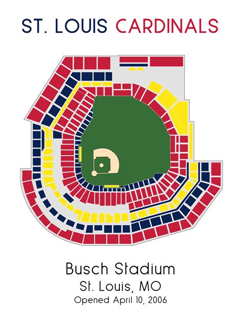 St Louis Cardinals Busch Stadium MLB Stadium Map Ballpark | Etsy