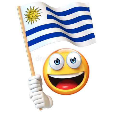 Emoji Holding Uruguay Flag, Emoticon Waving National Flag of Uruguay 3d Rendering Stock ...