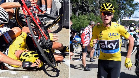 Chris Froome abandons bike and runs Tour de France after crash | ITV News