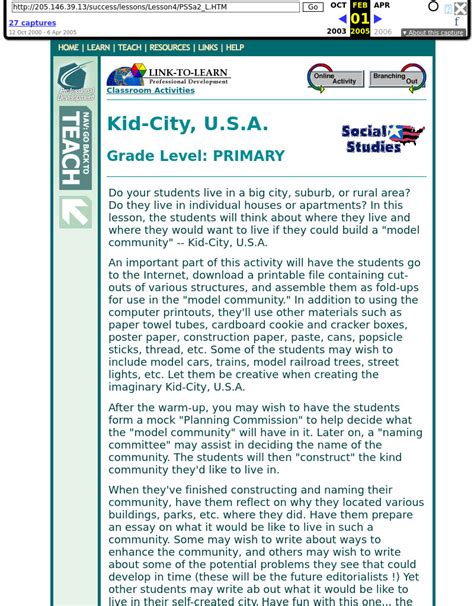 Kid City, USA Lesson Plan for 3rd - 6th Grade | Lesson Planet