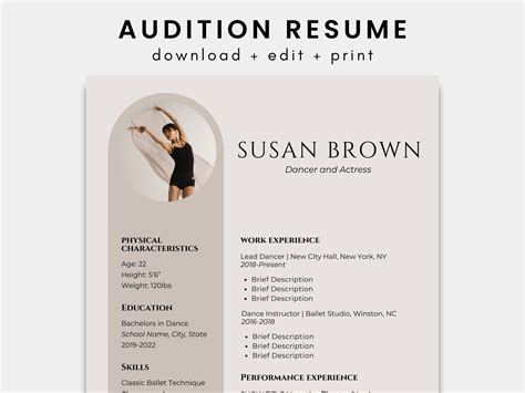 Audition Resume Template