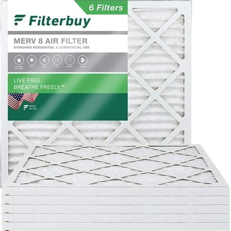 Filterbuy 20x20x1 MERV 8 Pleated HVAC AC Furnace Air Filters (6-Pack ...