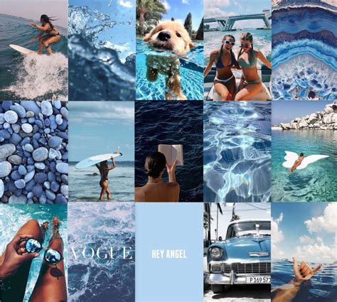 65 Photos DIGITAL Prints, BLUE, BEACH Vibes, Summer, Ocean Theme, Sea, Aesthetic, Photo, Collage ...