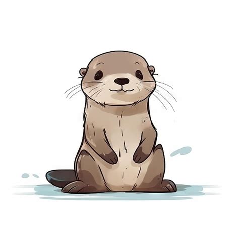 Premium Photo | Adorable Minimalist Digital Drawing of a Playful Otter ...