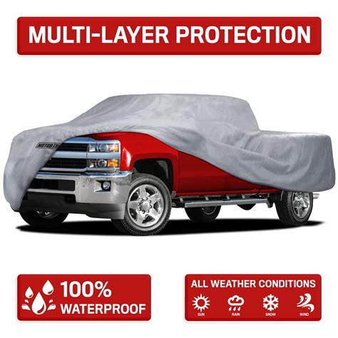 Motor Trend All-Weather Truck Cover - Waterproof, Heavy Duty, 4-Layer for UV, Sun, Snow ...