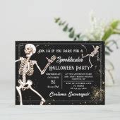 Dancing Skeleton Black Gold Halloween Party Invitation | Zazzle