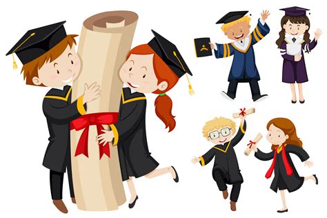 People in graduation gown 298210 Vector Art at Vecteezy