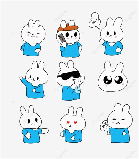 Cute Bunny Sticker Set, Bunny Clipart, Cute Clipart, Sticker Clipart ...