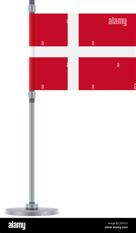 Flag design. Danish flag on the metallic pole. Isolated template for your designs. Vector ...