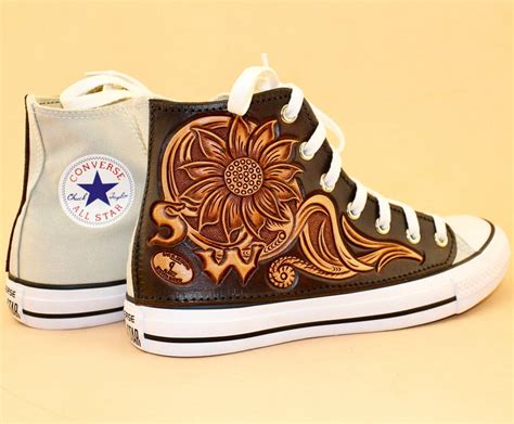 Tooled Chucks – Bar 9L Designs | Leather converse, Converse leather ...