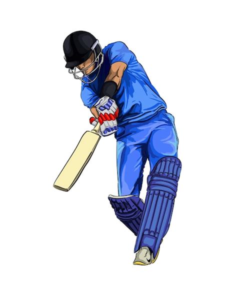 Premium Vector | Abstract batsman playing cricket from splash of ...