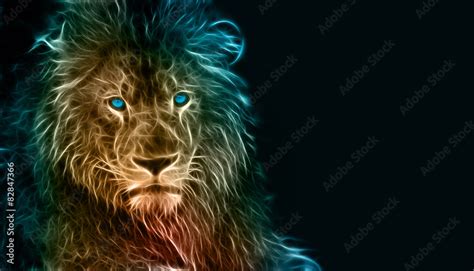 Fantasy digital art of a lion Stock Illustration | Adobe Stock