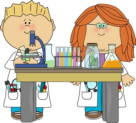 Kids in Science Class Clip Art - Kids in Science Class Vector Image