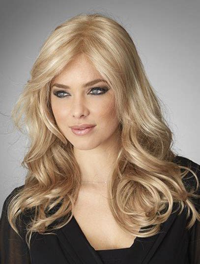 Blonde Wavy Remy Human Hair Nice Long Wigs, Mono Long Top Piece Wig