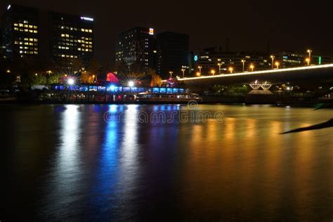 Seine river at night editorial stock photo. Image of metropolis - 135431893