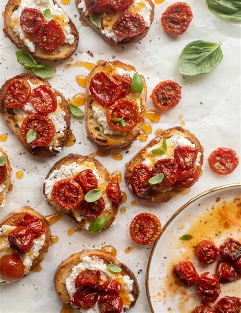 Hot Honey Tomato Crostini - Slow Roasted Hot Honey Tomatoes