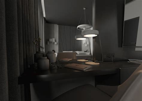 Monochrome bedroom on Behance