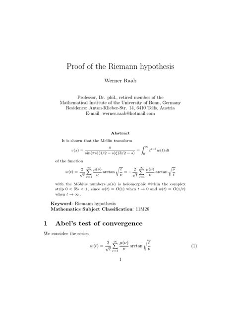 Proof of the Riemann Hypothesis | Series (Mathematics) | Complex Analysis