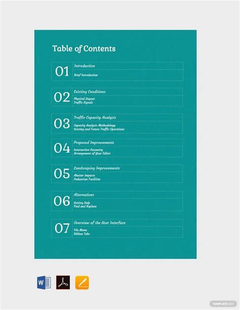Generic Table of Contents Template - Download in Word, Google Docs, Apple Pages, Publisher ...