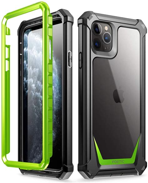 iPhone 11 Pro Max Case, Poetic Full-Body Hybrid Shockproof Rugged Clear Bumper Cover, Built-in ...