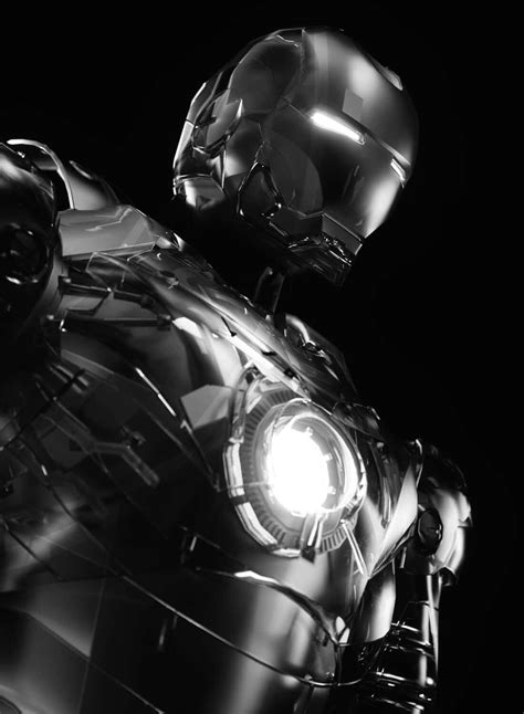 Download The iconic Iron Man in Black and White. Wallpaper | Wallpapers.com