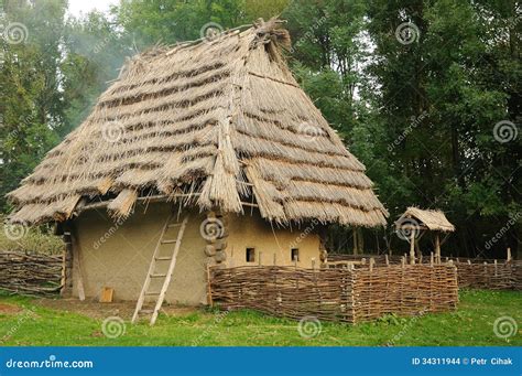 Medieval House with Straw Roof Stock Photo - Image of house, primitive ...