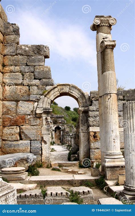 Antique ruins in Ephesus stock image. Image of celsus - 19446341